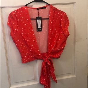 Nasty Gal tie up crop top